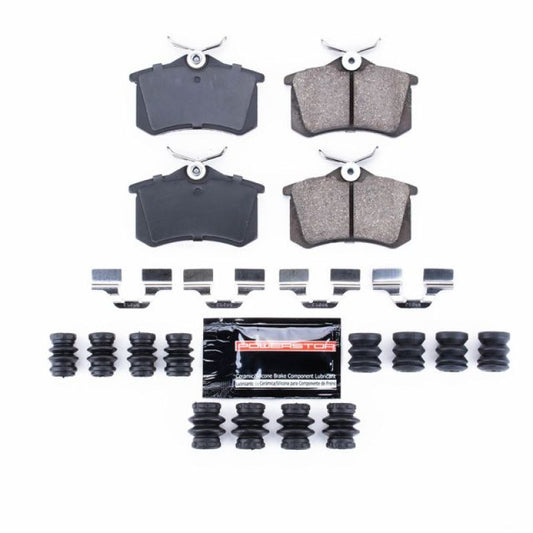 PowerStop Z23 Evolution Sport rear brake pads for 2010-2013 Audi A3 with hardware, high-performance brake component.