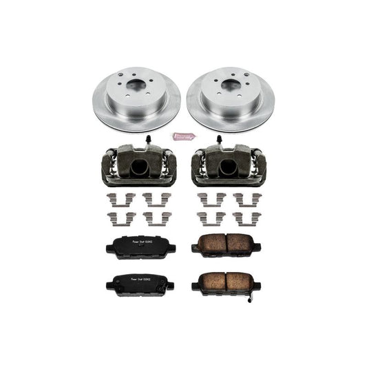 PowerStop OE rear brake kit with calipers for Infiniti FX35 2003-2012, including brake pads, rotors, and calipers.