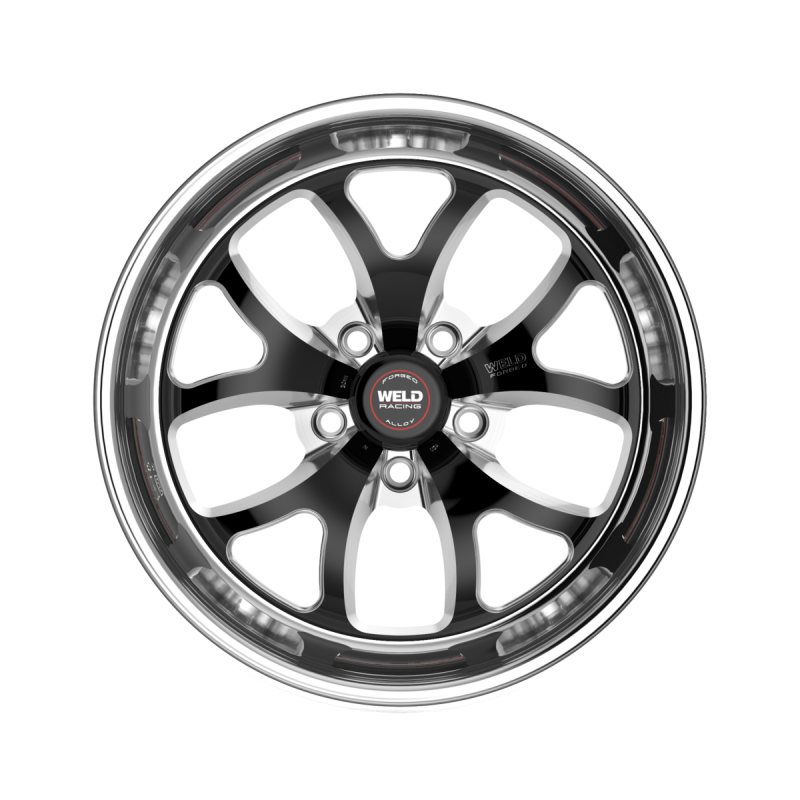 Weld S76 forged wheel 17x10 inches, black center with polished shell, 5x112 bolt pattern, 7.3 BS, 3.18 HB, non-BL design
