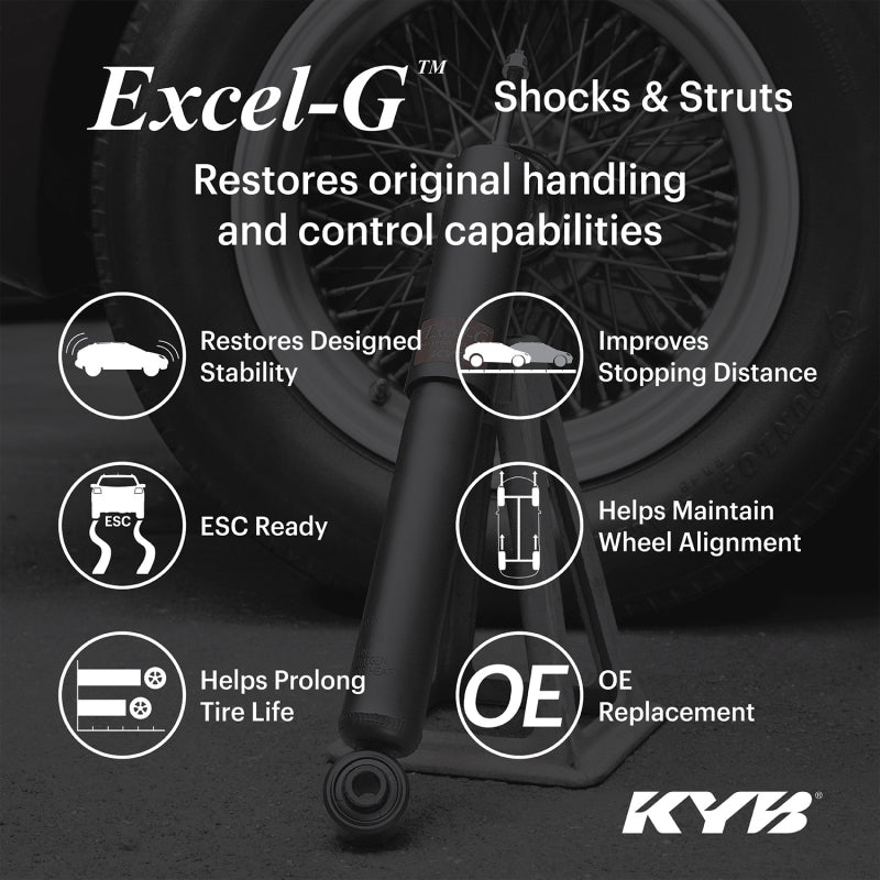 KYB Excel-G rear shock and strut for Hyundai Accent 2018-2019 and Kia Rio 2018-2019, durable automotive suspension component