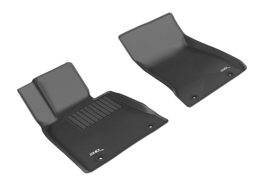 Black 3D MAXpider Kagu 1st row rubber floor mat for Genesis G80 and Hyundai Genesis Sedan, designed for 2015-2019 models.