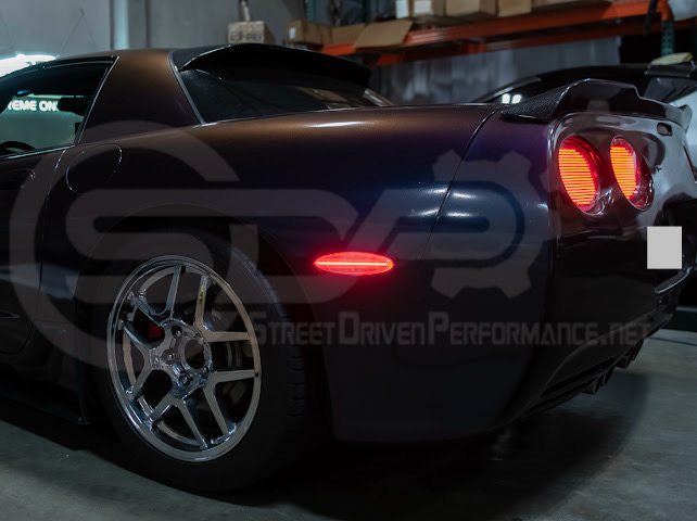 1997-2004 Chevrolet Corvette C5 | Rear Bumper Clear / Red / Black Lens Red LED Side Marker Lights Pair