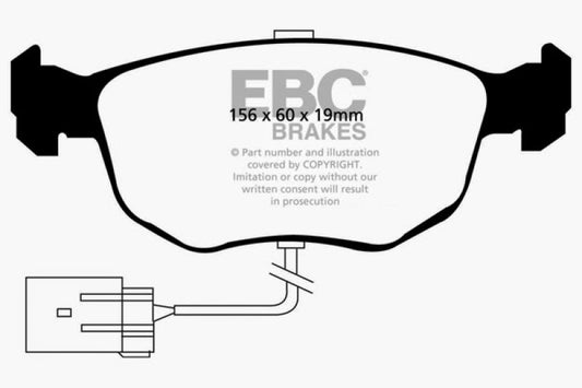 EBC OE front brake pads for 1998-1999 Ford Contour 2.5 SVT Ultimax2 installed on vehicle showing brake pad setup