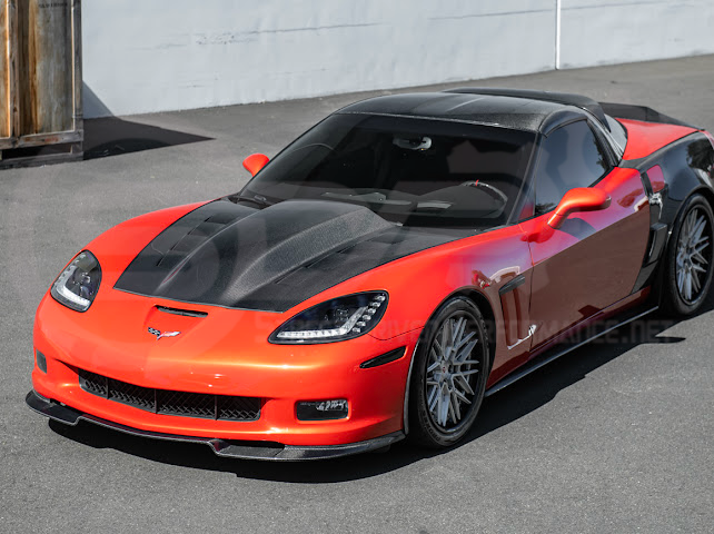 2005-2013 C6 Corvette - 427 /Grand Sport / Z06 / ZR1 | ZRA1 Style Front Splitter Lip Ground Effects (Carbon Fiber or Primer Black)