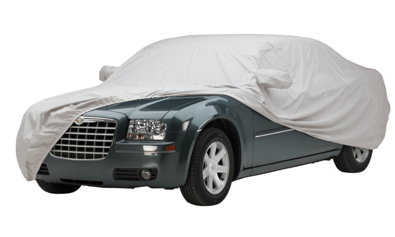 Gray Covercraft WeatherShield HD car cover on Toyota Land Cruiser Thru-85, custom-fit protective vehicle cover.