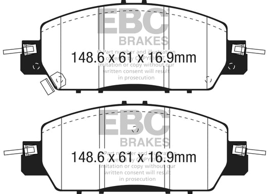 EBC Greenstuff front brake pads installed on a 2016+ Honda Accord LX Sedan 2.4L, showcasing high-performance brake components.