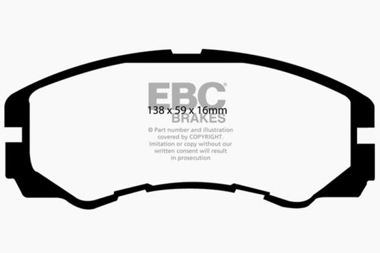 EBC Ultimax2 front brake pads for Acura SLX 3.2 model, OE type brake pads with metal backing plates, black friction surface.
