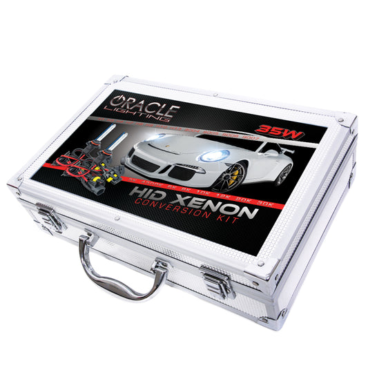 Oracle Lighting H11 35W Canbus Xenon HID Kit with 3000K color temperature for headlights, featuring sleek design and installation components.