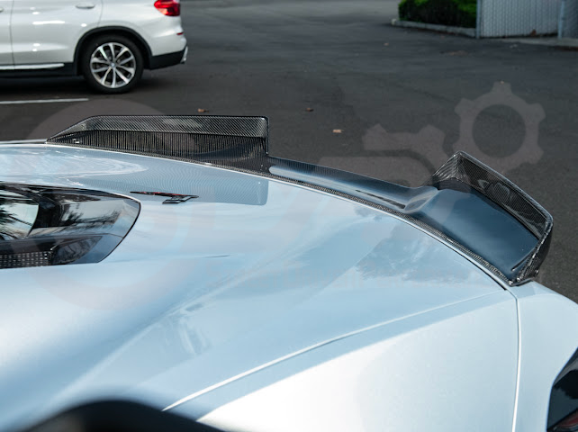 2023-Up CORVETTE C8 Z06 / E-RAY / ZR1 | Z06 FACTORY STYLE CARBON FIBER REAR SPOILER WING WITH 1.5 INCH EXTENDED WICKERBILL WINGLETS
