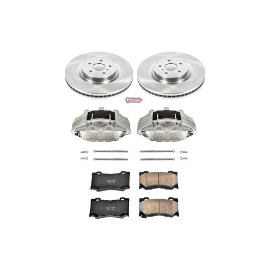 PowerStop OE front brake calipers for Nissan 370Z 2009-2019, with Autospecialty caliper kit shown in the image.