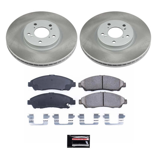 PowerStop front semi-coated brake rotor kit for Honda Pilot 2009-2015, performance brake kit with semi-coated rotors.