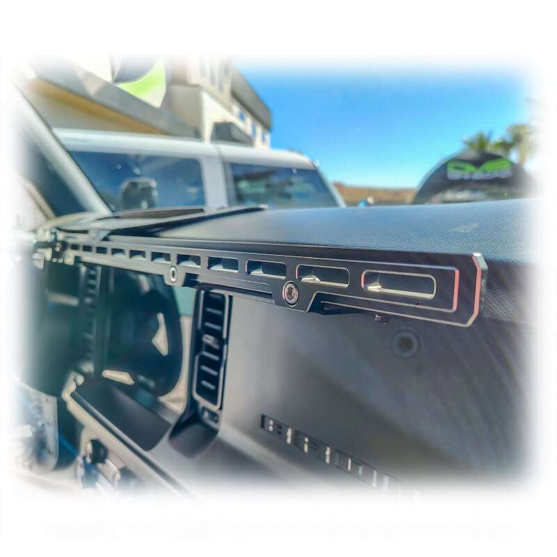 Turn Offroad Ford Bronco dash rail mount with hooks and handles, designed for 2021-2026 models, durable offroad vehicle accessory