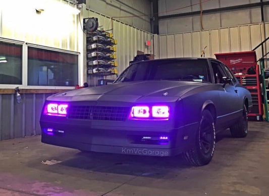 Oracle Lighting 4x6 inch sealed beam headlights with red halo, featuring pre-installed lights for enhanced visibility and style.