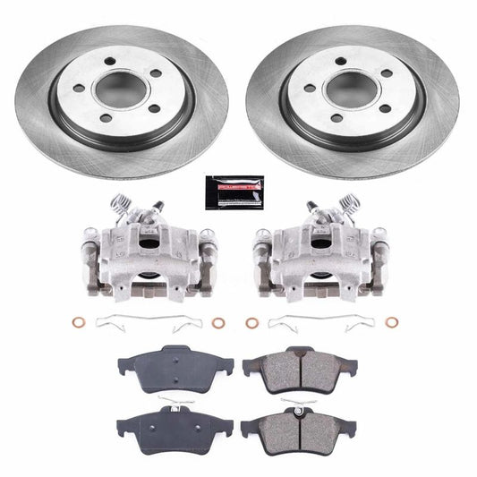 PowerStop rear brake kit with calipers for Volvo C30 (2008-2013), featuring OE-style brake components and hardware.