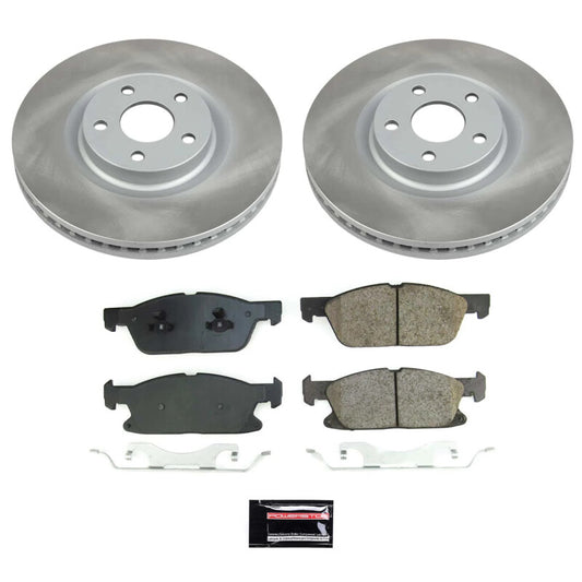 PowerStop front semi-coated rotor kit for 2015-2020 Ford Edge, performance brake kit with durable semi-coated rotors.