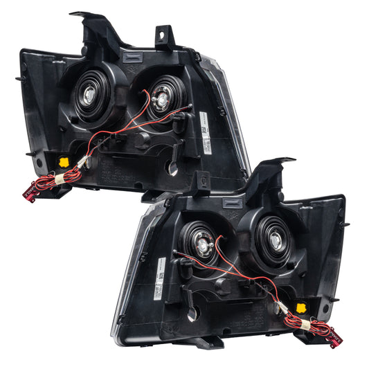Oracle Lighting LED halo headlights for Chevrolet Suburban, blue pre-assembled headlight assembly showing blue halo rings.