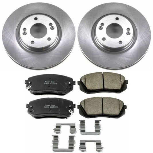 PowerStop OE front brake kit for 2015-2016 Hyundai Sonata with brake rotors and pads, automotive brake components.
