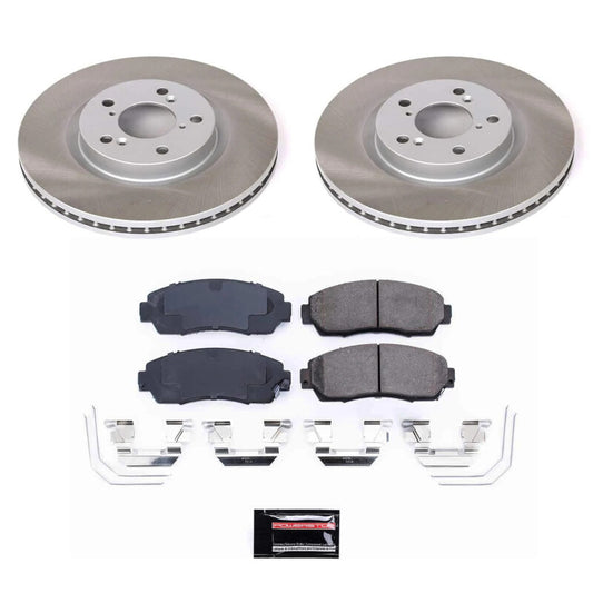 PowerStop front semi-coated brake rotor kit for 2011-2014 Honda Odyssey, performance brake parts with ventilated design