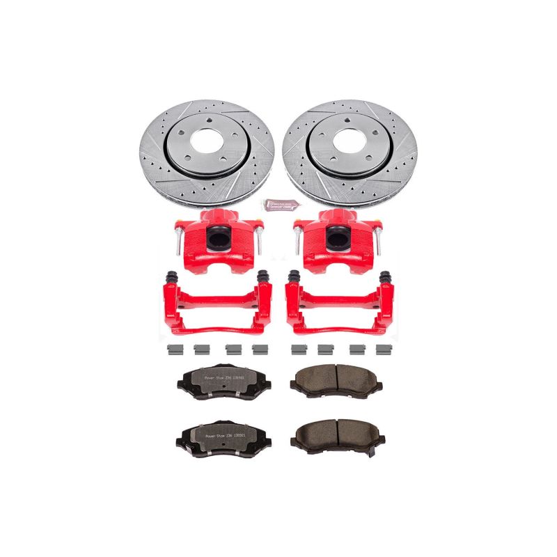 PowerStop Z36 Truck & Tow front brake kit with calipers for Chrysler Town and Country 2008-2016, performance brake system.