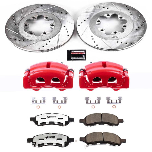 PowerStop Z36 Truck & Tow brake kit for 2009-2012 GMC Canyon, including front performance brake calipers and components.