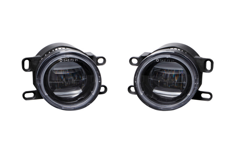 Diode Dynamics Elite Series fog lights for Toyota 4Runner, Avalon, Sienna, and Lexus vehicles, shown installed in the front bumper.