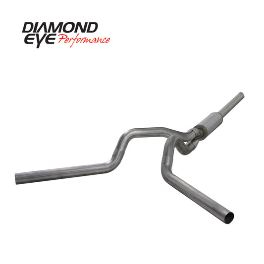 Diamond Eye Performance Catback exhaust for 2004.5-2007.5 Dodge Cummins 600 diesel truck, dual stainless steel pipes and polished finish.