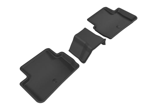 Black 3D MAXpider rubber floor mats for 2017-2019 Infiniti QX30 second row, durable and custom-fit interior protection.