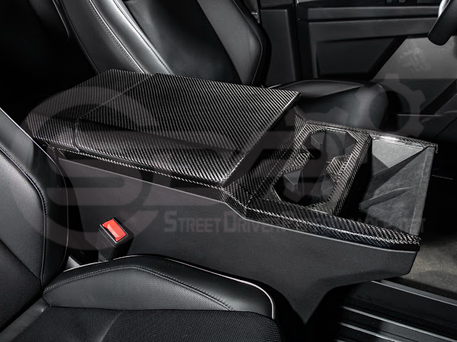 2024-Up Tesla Cybertruck | Interior DRY Carbon Fiber Center Cup Holder Trim Cover