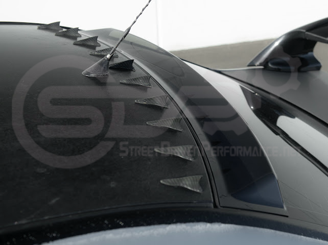 2003-2008 Toyota Corolla | JDM Tape-On Tinted Black Rear Roof Window Visor Guard