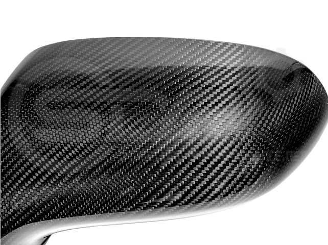 Set of four dry carbon fiber side mirror cap covers for 2005-2013 Chevy Corvette C6 by Street Driven Performance, tape-on installation.