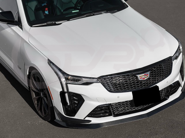 2020-UP CADILLAC CT4-V BLACKWING | CARBON FIBER FRONT LIP SPLITTER WITH CANARDS GROUND EFFECTS