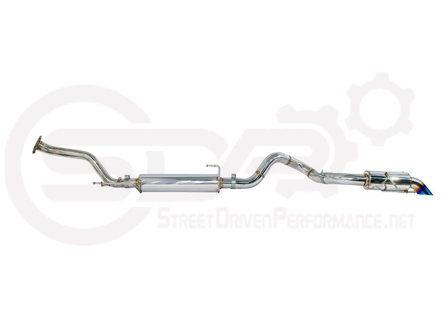 Toyota 4Runner 2025+ cat-back exhaust system with chrome or burnt blue tips, featuring turn-down design by Street Driven Performance.