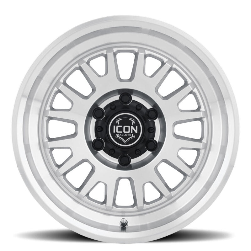 ICON Anza 17x8.5 cast wheel with 5x150 bolt pattern, 25mm offset, silver machined finish, 5.75-inch bolt spacing