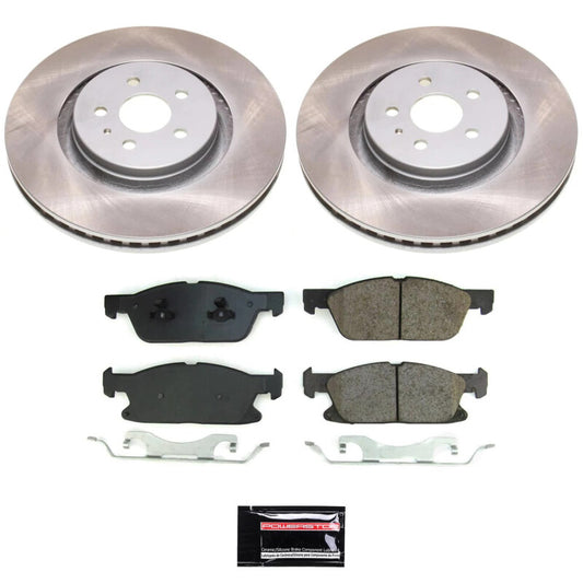 PowerStop semi-coated front brake rotor kit for 2017-2020 Lincoln MKZ, performance brake kit with blank rotors.