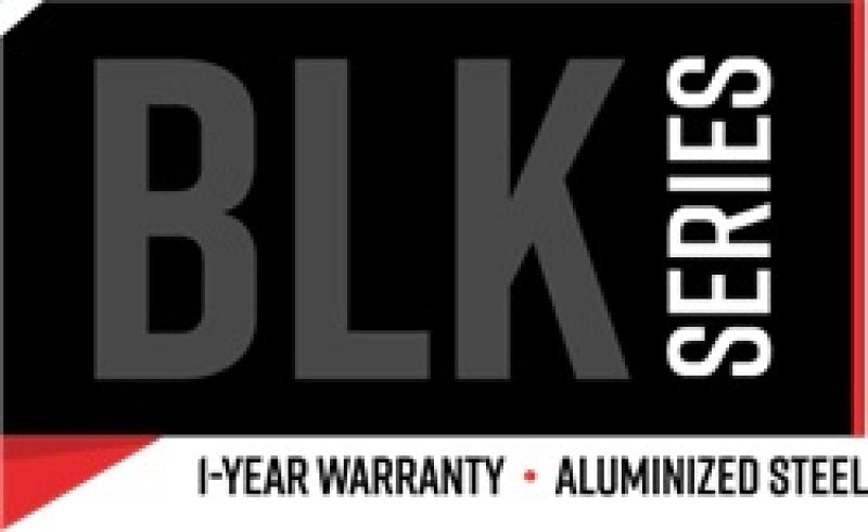 MBRP black coated 6-inch OD rolled end exhaust tip with 4-inch inlet and 18-inch length, designed for vehicle exhaust systems.