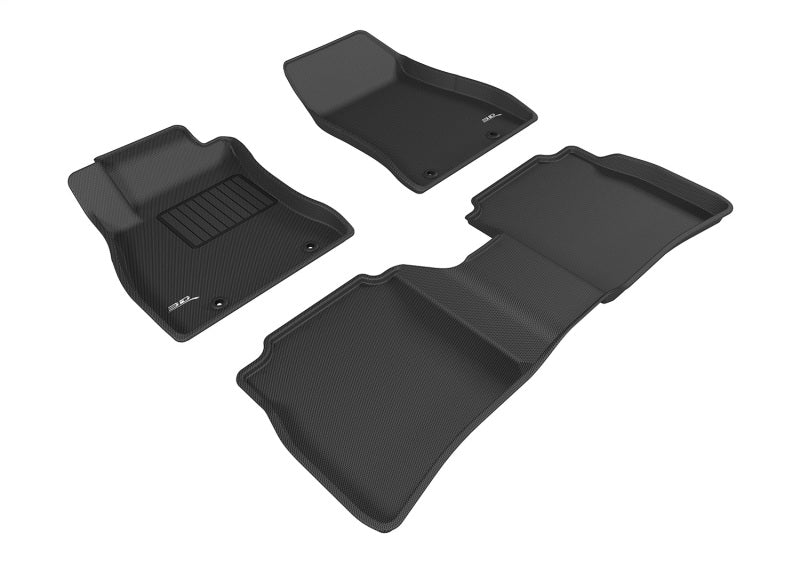 3D MAXpider Kagu black rubber floor mats for Nissan Sentra 2013-2019, full set with textured surface and custom fit.