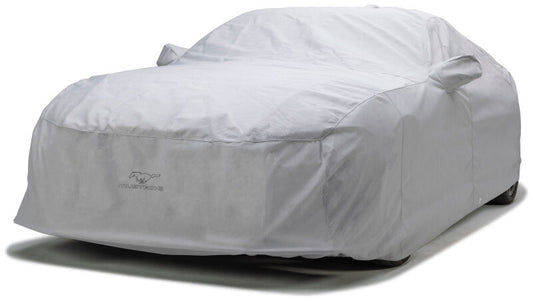 Covercraft custom all-climate car cover for Ford Mustang 20-25, featuring a softback 5-layer design and official Ford license.