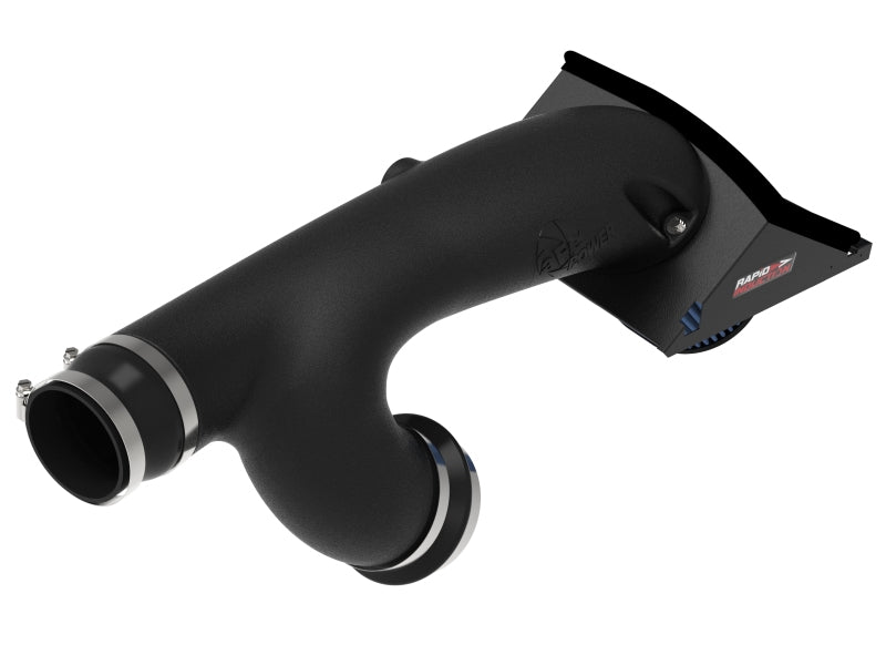 aFe Rapid Induction Cold Air Intake System with Pro 5R filter installed in a 2021+ Ford F-150 V6 3.5L engine bay