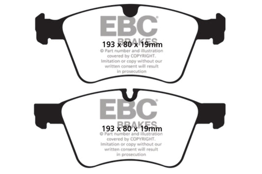 EBC Redstuff front brake pads for Mercedes-Benz GL320 3.0 TD, performance brake pads with 373mm rotors.