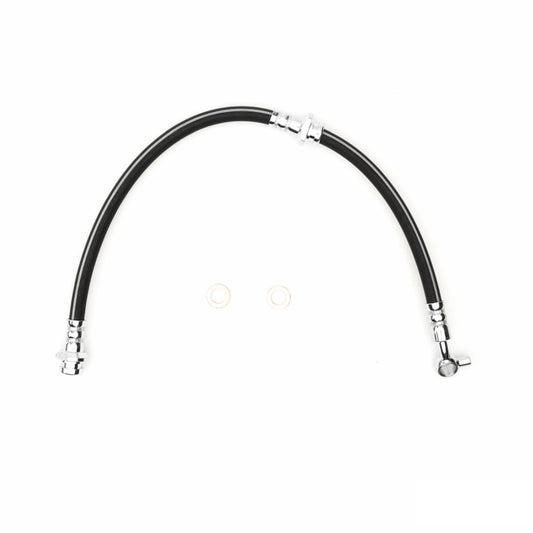 DFC Nissan Sentra front-left brake hose from brake line kit, showing the flexible rubber and metal fittings for safe braking.