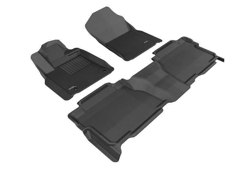 3D MAXpider black rubber floor mats for 2012-2013 Toyota Tundra CrewMax full set with textured surface and custom fit.