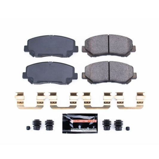 PowerStop Z23 Evolution Sport front brake pads for Mazda CX-5 2013-2019, with hardware for improved braking performance.