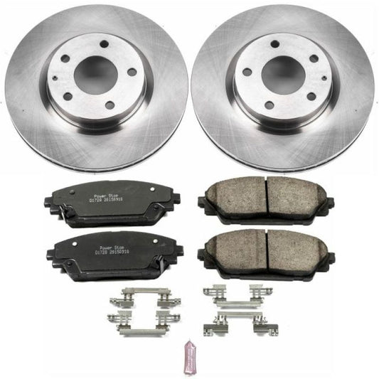 PowerStop OE front brake kit for Mazda 3 2014-2018, includes brake rotors and pads for reliable stopping power.