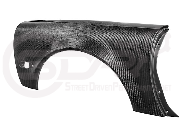 Factory style carbon fiber front and rear widebody fenders for 1997-2004 Chevrolet Corvette C5 hatchback by Street Driven Performance.