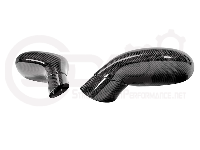 Set of four dry carbon fiber side mirror cap covers for 2005-2013 Chevy Corvette C6, tape-on installation by Street Driven Performance.