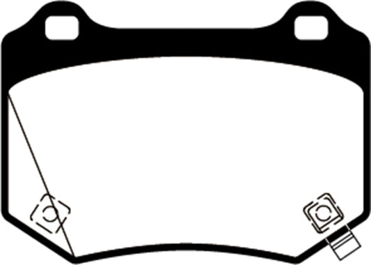EBC 18+ Subaru WRX STI Redstuff rear brake pads for high-performance braking, shown in the image.