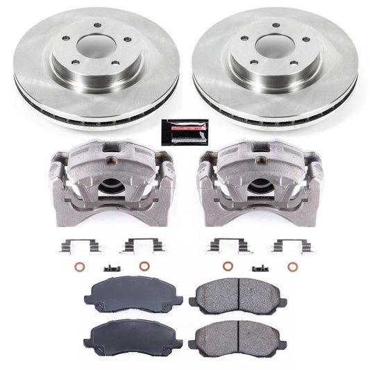 PowerStop OE front brake kit with calipers for Chrysler 200 (2011-2014), includes brake rotors and calipers for reliable stopping power.