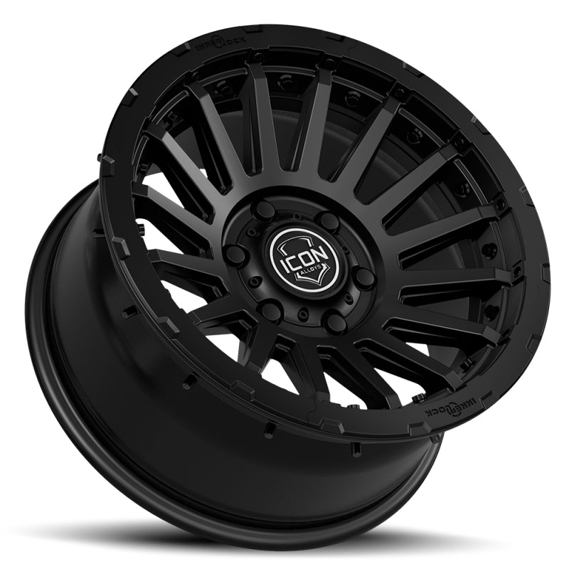 ICON Alloys Recon Pro satin black 18-inch cast wheels with 9-inch width, 8x6.5 bolt pattern, and 12mm offset.