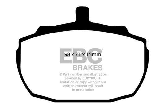 EBC Greenstuff front brake pads for Morgan 4/4 1.6, high-performance brake pads with green friction material.