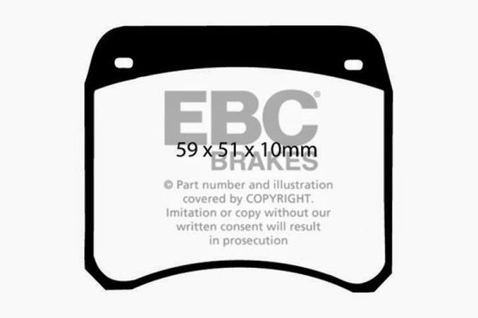 EBC Greenstuff front brake pads for Rover Mini Cooper 1963-1969, performance brake pads with green friction material.